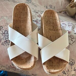Esprit Cream Cross-Strap Mules